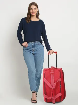Red Printed Large Duffel Trolley Bag