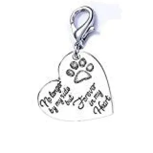 SEXY SPARKLES Loss of Pet Memorial Charm Dog Cat inch No longer by my side but forever in my heartinch  Clip on lobster clasp charm