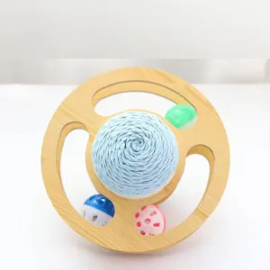 Sisal Ball Cat Toy | Space Asteroid Sisal Rolling Ball Cat Toy | Cat Moving Toy With Turntable Track Three Bell Balls For Grinding Claws