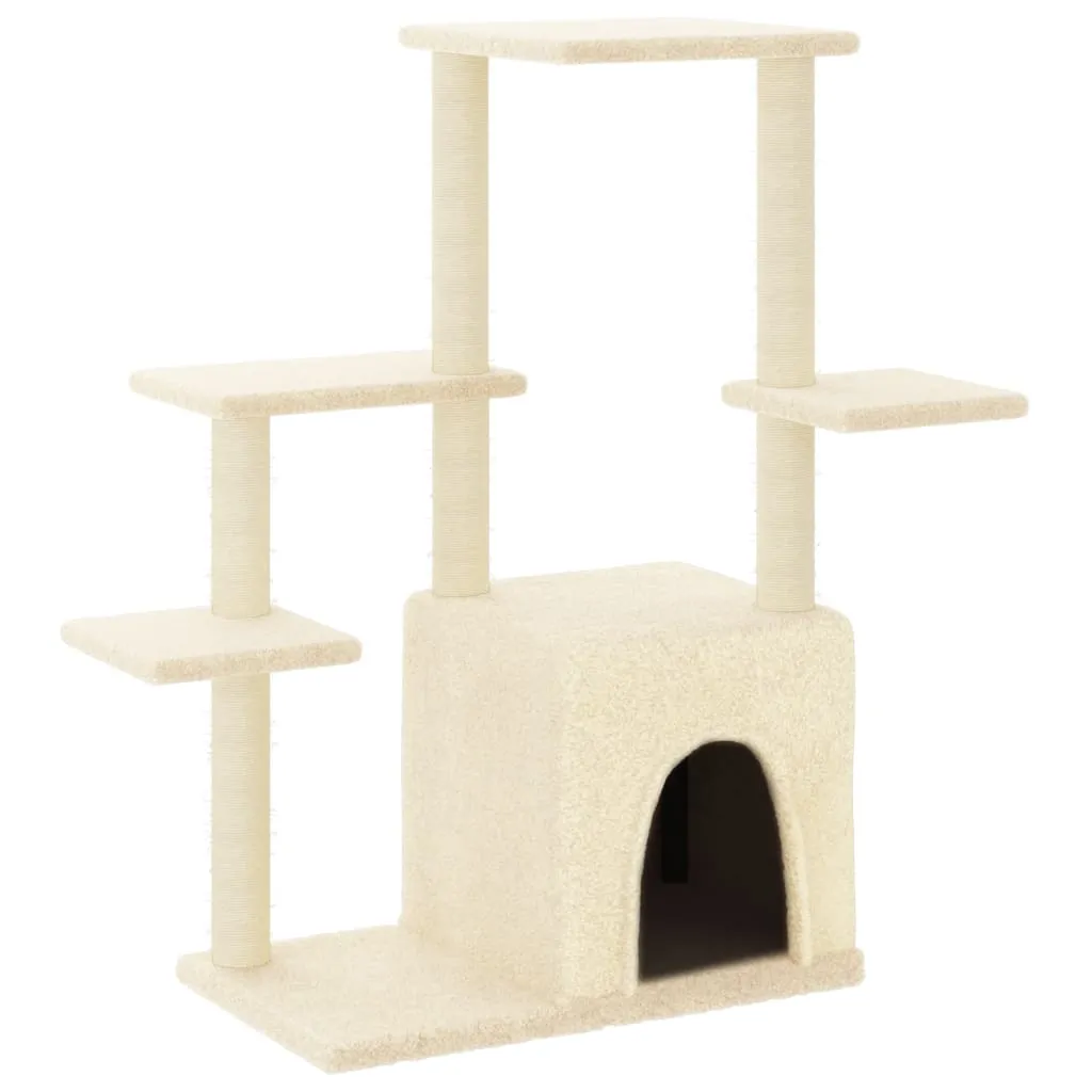 vidaXL Cat Tree with Sisal Scratching Posts Cream 97.5 cm
