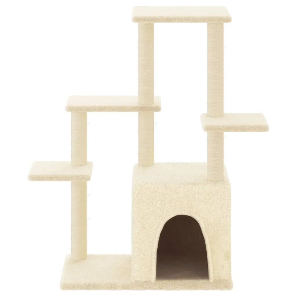 vidaXL Cat Tree with Sisal Scratching Posts Cream 97.5 cm