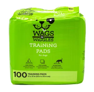 Wags & Wiggles 21" x 21" Training Pads, 100 Pack