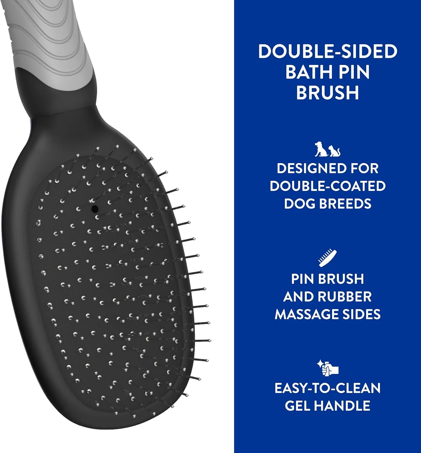 WAHL Professional Animal Double Sided Bath Pin Brush for Dogs (#858477) - Pet Brush to Groom Dogs - For Akitas, Huskies & Australian Shepherds - Durable Dog Pin Brush