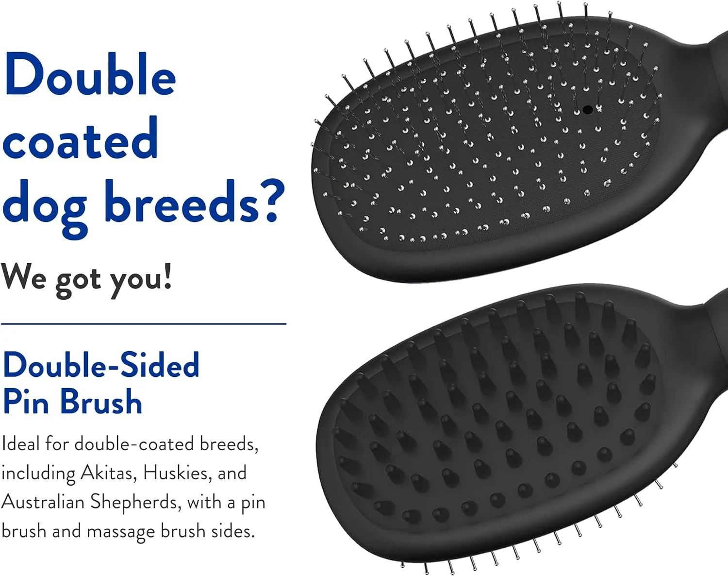 WAHL Professional Animal Double Sided Bath Pin Brush for Dogs (#858477) - Pet Brush to Groom Dogs - For Akitas, Huskies & Australian Shepherds - Durable Dog Pin Brush