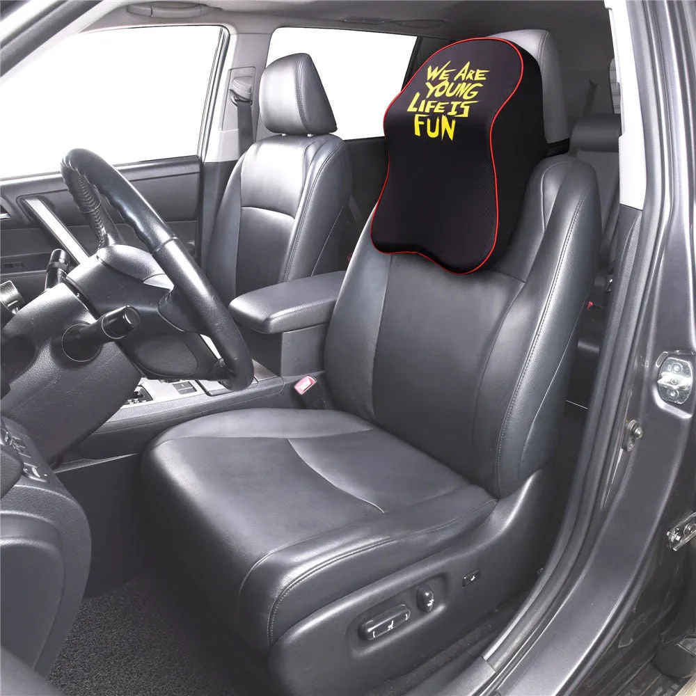 We Are Young Life Is Fun Headrest Cushion with Memory Foam Black