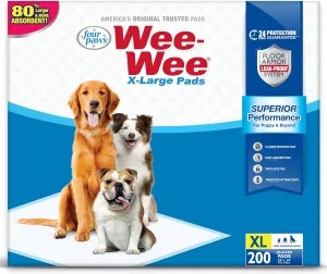 Wee-Wee Superior Performance X-Large Pee Pads for Dogs - Puppy & Dog Pads for Potty Training - Dog Supplies for Housebreaking - 28" X 34" (200 Count)