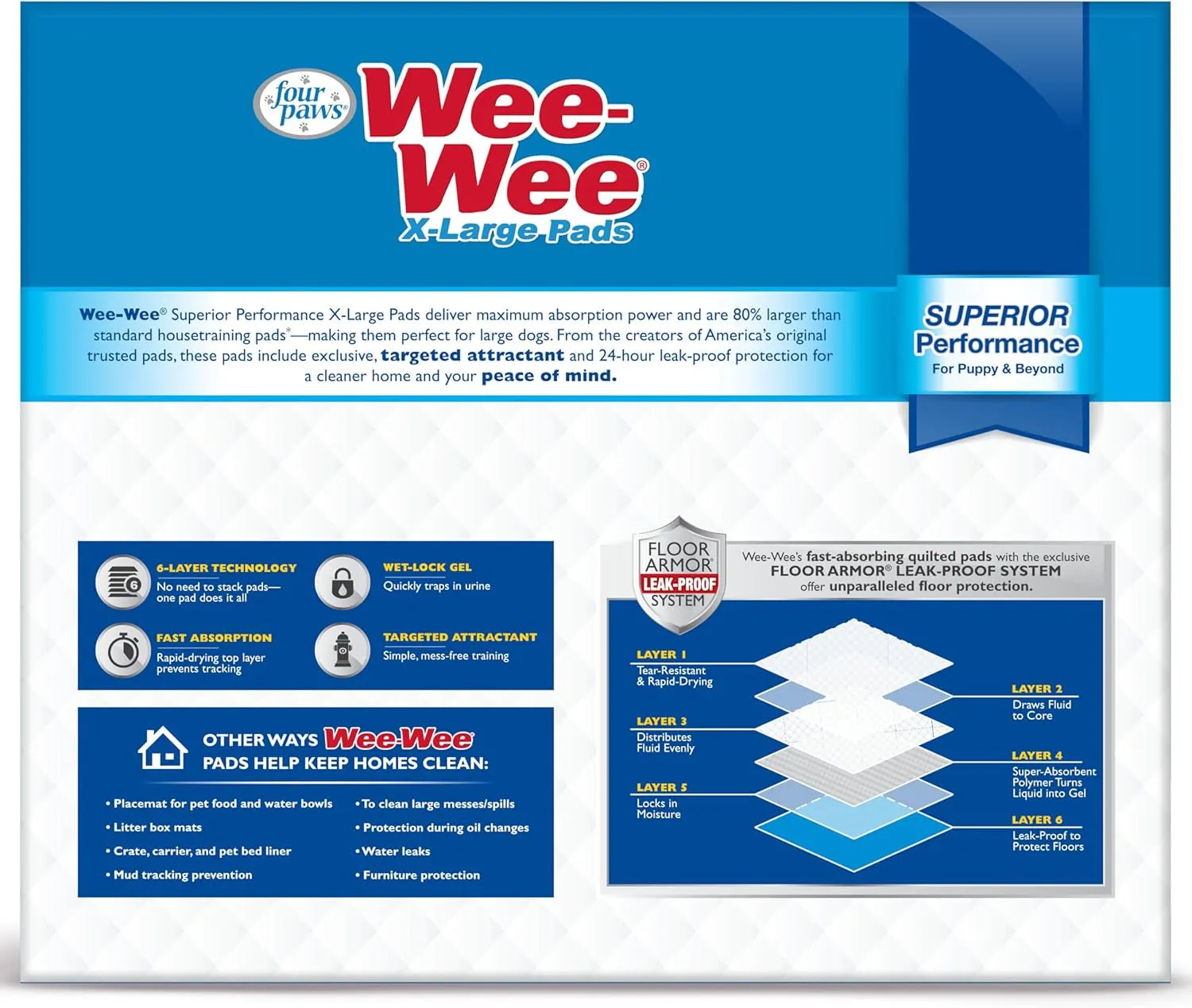 Wee-Wee Superior Performance X-Large Pee Pads for Dogs - Puppy & Dog Pads for Potty Training - Dog Supplies for Housebreaking - 28" X 34" (200 Count)